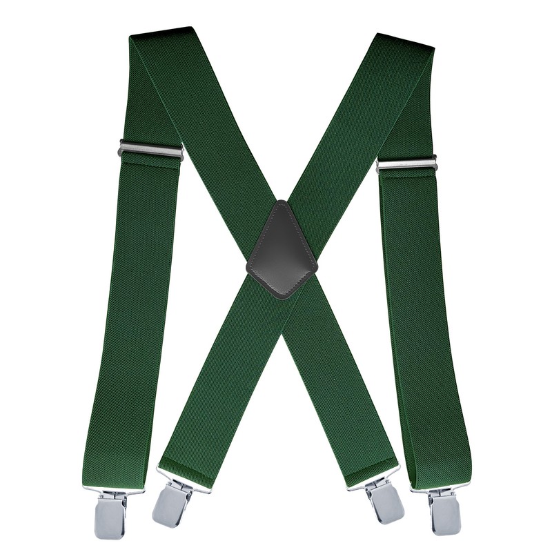 Men’s Heavy-Duty 2-Inch X-Back Suspenders with Adjustable Elastic Straps and