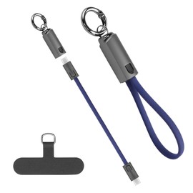 YACSEJAO 20cm/0.6ft Mini Keychain USB C to USB C Cable,60W PD Fast Charging&Data Transfer Portable Type C Charger Cable with Carabiner for Phone, Mobile Power,Laptop (Blue)