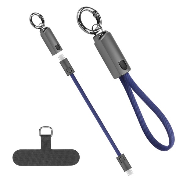 YACSEJAO 20cm/0.6ft Mini Keychain USB C to USB C Cable,60W