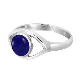 AeraVida Mystical Evil Eye with Simulated Blue Lapis-Lazuli Inlay .925 Sterling Silver Ring | Spiritual Protection Jewelry for Women & Men