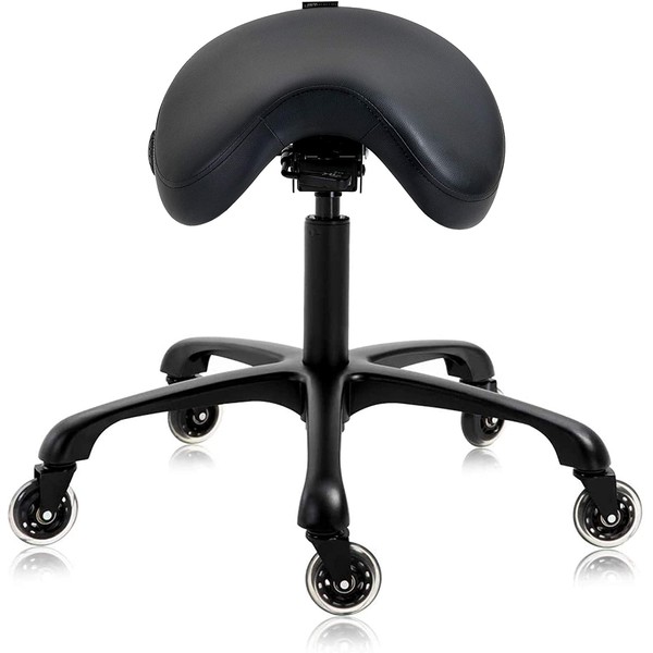DR.LOMILOMI Premium Multifunctional Ergonomic Saddle Hygienic Clinic Spa Massage Rolling Swivel Stool Chair 507 (Standard, Black)