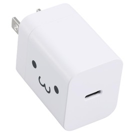 Elecom Charger, Type-C USB-C 20W, USB PD Compatible, 1 Port, PSE Certified, GaN Technology, Foldable Plug, Shiro-chan [Compatible with iPhone 16, 15, etc.] EC-AC6820WF