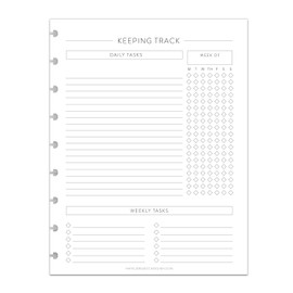 BetterNote Keeping Track Refill Pages for Discbound Notebook, Habit Tracker, Fits Disc TUL, Daily Weekly To Do, Happy Planner, ARC, Levenger Circa, Talia (Classic- 12 months, 9-Disc, 7"x9.25")