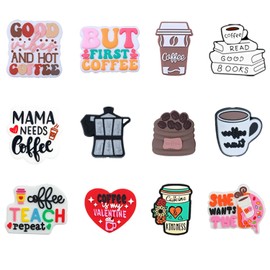 JNwhy Focal Silicone Beads Bulk for Beadable Pen Coffee Themed Rubber Loose Beads Focal Pen Beads for Keychain DIY Making Bracelet Lanyard Necklace Handmade Crafts (Coffee)