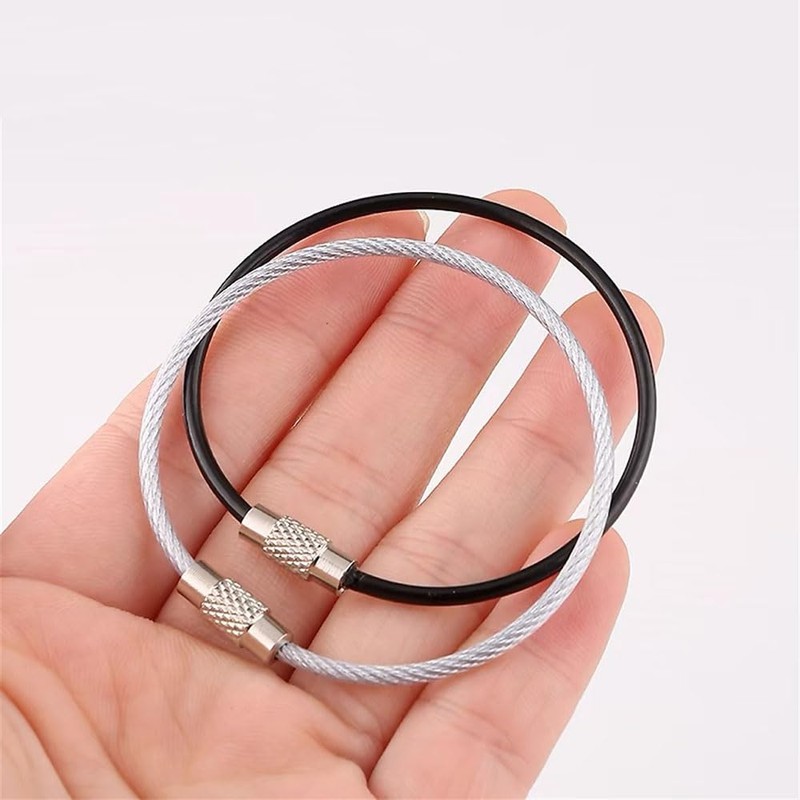 Samcos Wire Keychain, Stainless Steel, Ring Keychain, Screw-type, Wire Keyring,