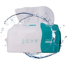 Reyoung, (100 Counts) Soft Dry Wipe, 100% Cotton Facial wipes, Disposable Face Towel Lint Free, Dry Wet Use for Sensitive Skin, Facial Cleansing,Makeup Removing, Surface Cleaning