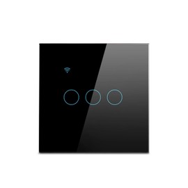 D3LX0Z1 Smart Light Wall Switch Touch Sensor Glass Panel Remoted Control by Home MFI Interruptor(3 Gang EU Black)
