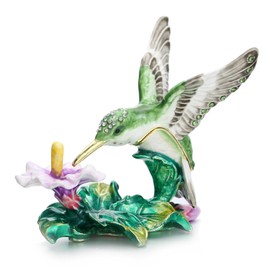 DLXK Caja de regalo de colibrí esmaltada pintada a mano, decoración única para el hogar, recuerdo coleccionable, elegante adorno personalizado hecho a mano (Colibrí-3), FRQ-TB011