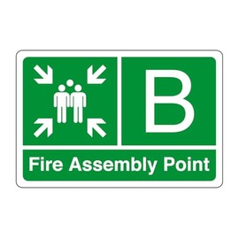 Fire assembly point "B" - safety sign - 3mm Aluminum Dibond for indoor/outdoor usage (400mm x 300mm) 14m Viewing Distance.