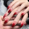 Red Press On Nails Long Square, False Nails 24pcs Press