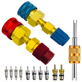 R1234YF Quick Coupler Kit, R1234yf to R134a Adapter,High Low Side Connector Conversion Kit for AC Charging R-1234yf Refrigerant Air Conditioning System Hose Fitting for Car A/C Refrigerant System
