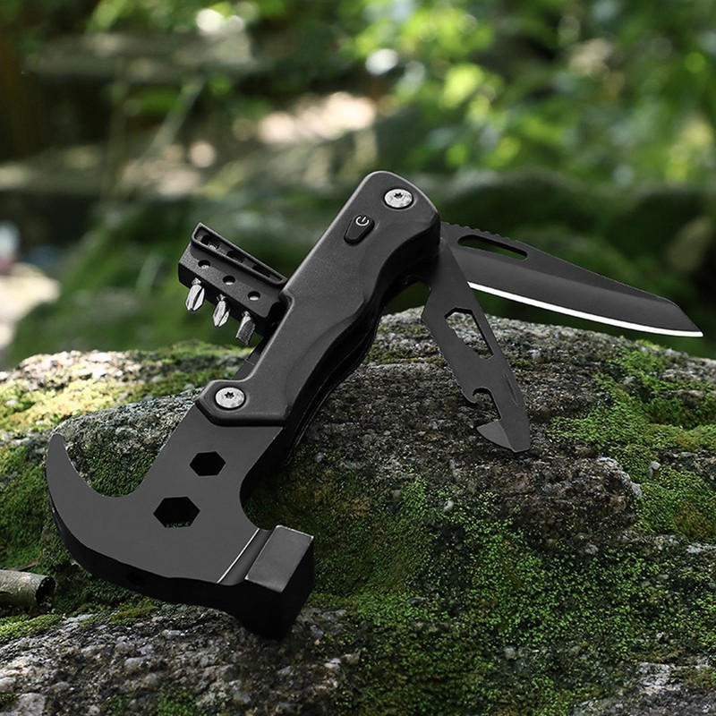 Multifunctional Hammer Foldable Small Portable Multitool Hammer with LED Light