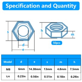 Set of 45 M8 Nuts, Self-Locking Nuts, Black, Hexagonal Nuts, DIN 985 Stainless Steel Locking Nuts, Stop Nuts with Clamping Part, Metric Thread Lock Nuts with Nylon for Screws