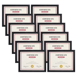 Giftgarden Black 8.5x11 Picture Frame Set of 12, Multi 8.5 x 11 Frames Bulk for Award Certificate Document Diploma, Wall or Tabletop Display
