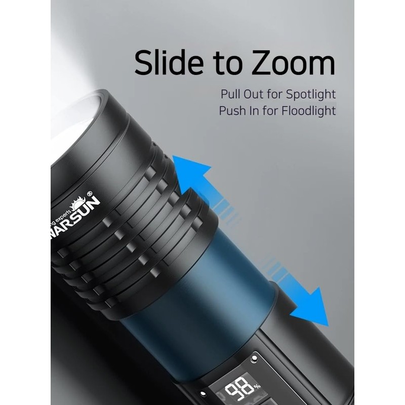 WARSUN High Beam Rechargeable Flashlight – 500 Lumens Zoomable LED