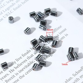 39CM/15.3Inches 4x5mm Natural Black Hematite Gemstone Loose Beads Tube Strand Healing Crystal Energy Power Beads for Jewelry Making DIY Bracelet Necklace