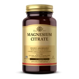 SOLGAR Solgar Magnesium Citrate - 60 Tablets - Promotes Healthy Bones, Supports Nerve & Muscle Function - Highly Absorbable - Non-GMO, Vegan, Gluten Free, Kosher - 30 Servings