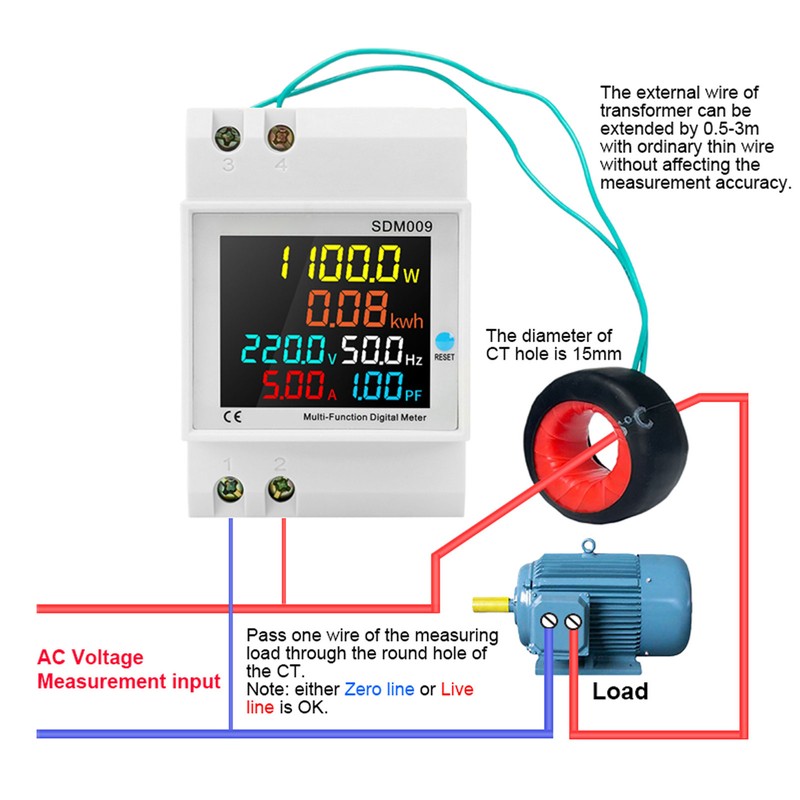Single Phase Energy Meter Rail Frequency Power Factor Meters Multifunctional