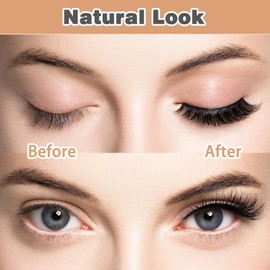 Magnetic Eyelashes, Reusable Magnetic Eyelashes with Applicator Natural Look, No Glue/Eyeliner Needed, False Eyelashes Kit Easy to Wear & Remove All-Day Comfort (2 Pairs, Natural & Bushy)