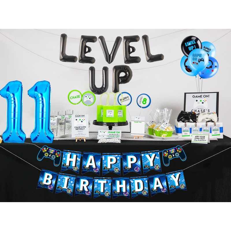 LaVenty Level Up Game Birthday Video Game Celebration Party Decoration
