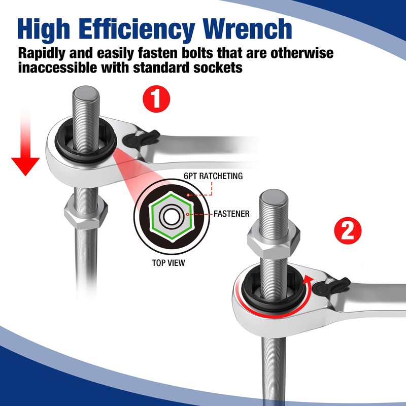 WORKPRO 7-Piece 3-in-1 Reversible Ratchet Wrench Set, SAE 5/16" to