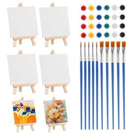 Painting Set,24 Pcs Kids Painting Set Mini Canvas and Easel Paint Paintbrushes and Palette,Paint Sets for Kids Toddler Painting Set