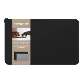 EPESTOEC Premium Silicone Dog Food Mat,Dog Bowl mat, Pet Food pad- Anti-Slip Pet Food Mat for Dogs and Cats - Waterproof and Easy to Clean Black-19 * 12IN