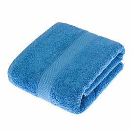HOMESCAPES Cobalt Blue Turkish Cotton Bath Towel Super Soft Thick & Absorbent 500 GSM Towel Heavy Weight for everyday Luxury