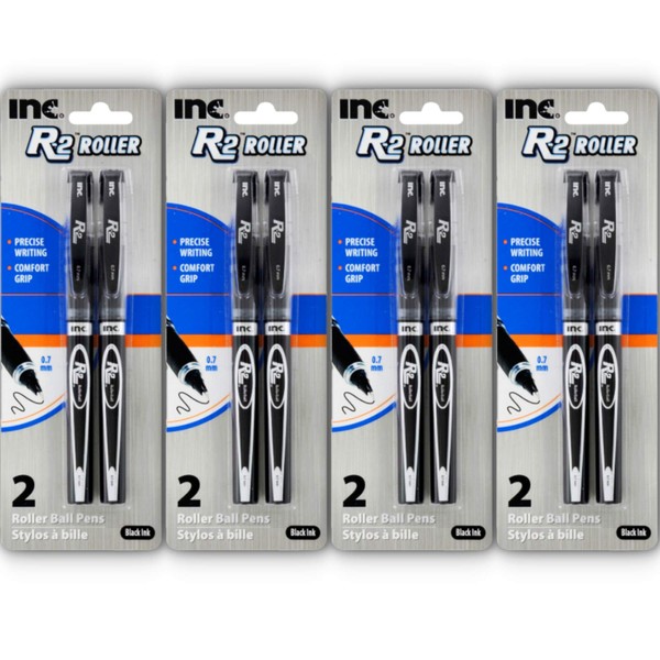 R-2 Roller Ball Pen, 0.7 mm Black Ink (8 pens included) 4 Piece