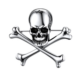 U7 Crossbones Skull Mens Hat Pin Badges Stainless Steel Silver Gothic Brooches Pins For Women Christmas Jewellery