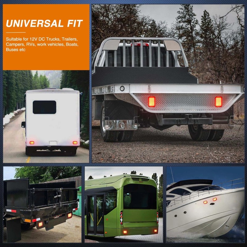 Nilight 2 Pcs 5 X 3 Inch 24 Led Red