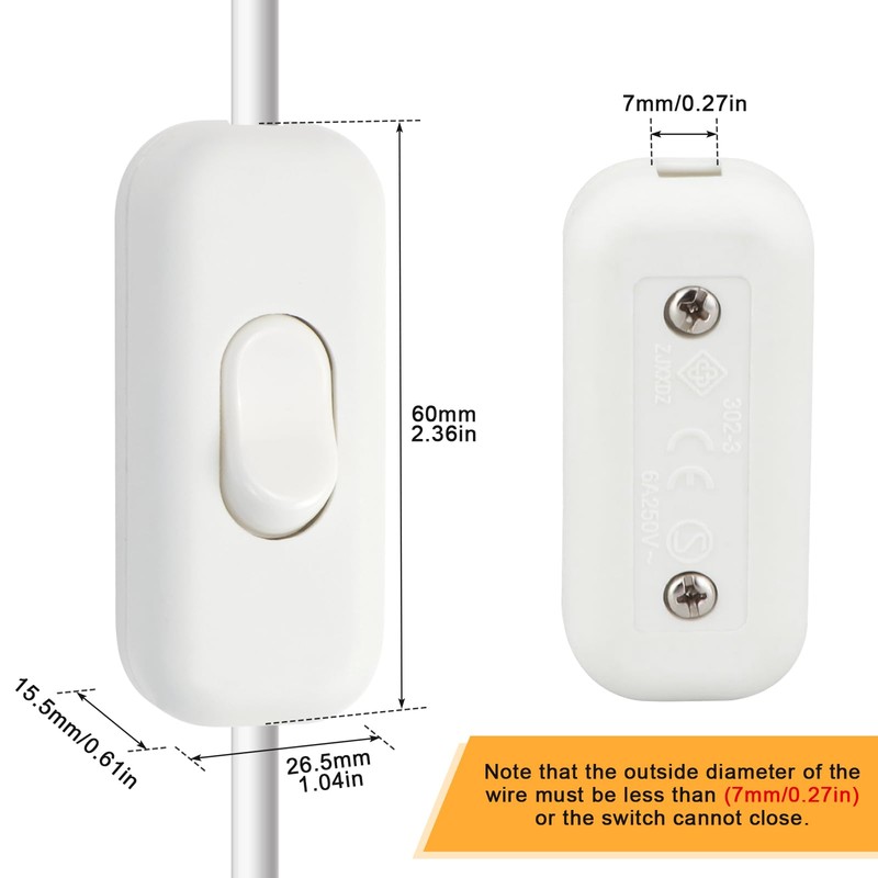 BHHTBB Cord Switch 6 A 230 V 250 V Intermediate