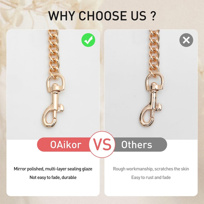 OAikor Iron Flat Antique Bag Chain Strap for Replacement Purse