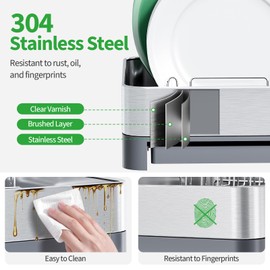 TOOLF Small Dish Drying Rack Space Saving, 304 Stainless Steel Dish Rack for Kitchen Counter, Expandable Kitchen Dish Drying Racks, Compact Dish Drainer Rack Foldable, Mini Dish Racks for 1-3 Persons