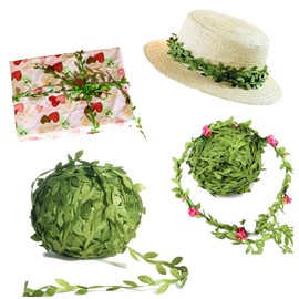 Artificial Vine Garland with Leaf Tendrils, 2 Rolls, 40 m, Artificial Vines, Silk Natural Leaf Leaves, Vines, DIY Wreath Decoration for Home, Wedding, Party