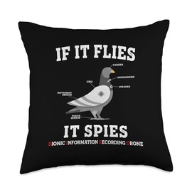 If It Flies, It Spies Birds Are Not Real Drone Anatomy Funny Throw Pillow