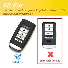 QIXIUBIA for Acura Key Fob Cover Key Fob Shell with Keychain Fit for 2014-2021 Acura ILX MDX RDX RLX TLX KR537924100 (for Acura A, Black)