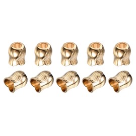 uxcell 10Pcs Metal Bell Stopper, 5mm Conical Cord Ends Lock Rope Fastener End Stopper for Drawstring Lanyard Backpack Bag DIY, Gold
