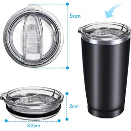 Vacuum Insulated Tumbler, Lid, Tumbler with Lid, 20.3 fl oz (600 ml), Dust Protection, Heat Retention, Spill Proof, Transparent, Carry-on Water Bottle, Stainless Steel, Coffee Cup, Convenience Store