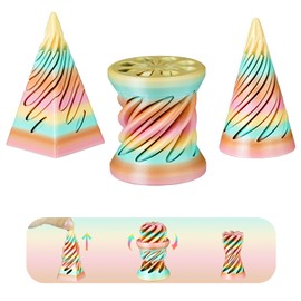 3PCS 3D Printed Spiral Cone Fidget Toys,Impossible Pyramid Sculpture,Desk Toys for Stress Relief,Birthday, Stocking Filler White Elephant Gifts(Candy Color-2)