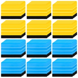 Lasnten 100 Pcs Squeegee for Vinyl Decal Squeegee 4 Inch Felt Edge Squeegee for Car Window Windshield Glass Cleaning Tool Vinyl Scraper Applicator Tool with Black Fabric Felt Edge, Blue Yellow