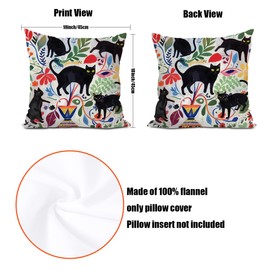 2Pcs Cute Cat Pillow Covers 18x18 Inch, Plant Pillows Covers with Square Pillowcases, Leaves Throw Pillow Cover for Living Room Home Sofa Bedroom Car Decor, Cat Lover Gift for Women Mom Friend