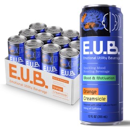 Emotional Utility Mood and Motivation Beverage - Orange Creamsicle Sparkling Beverage with Nootropics & Adaptogens, 12oz cans (12 pack)