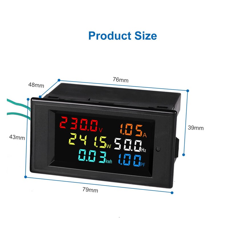 WANGCL Ammeter Voltmeter 80-300V 100A AC Display Meter Power Meter