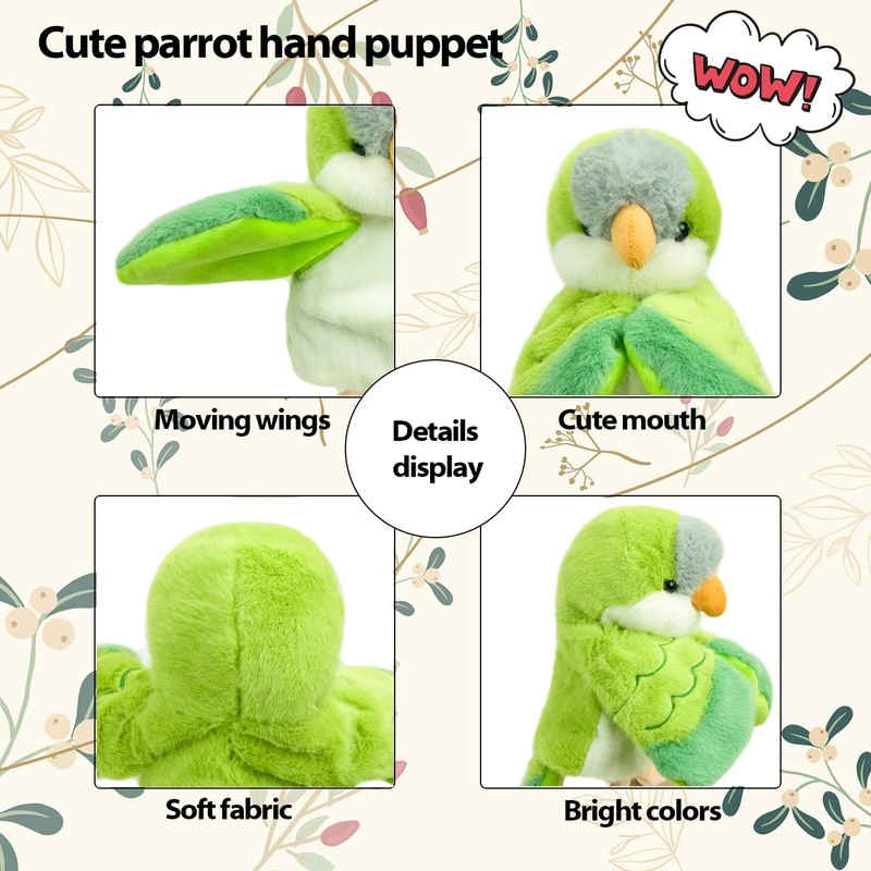 RLOMUTE Parrot Hand Puppet Monk Parrot Plush Cute Funny Cuddly