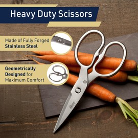 Heavy Duty Kitchen Scissors - Multipurpose Forged Stainless Steel Scissors for Meat, Chicken, Fish, and Herbs - 8.25 Inch Kitchen Shears that Come Apart for Easy Cleaning by Kings County Tools
