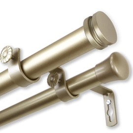 Rod Desyne 1" Bun Double Curtain Rod, 28-48", Gold