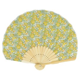 Ken Onishi Selling LIBERTY Shell Fan, 8.7 inches (22 cm), Flower Pattern, Yellow, "Ripple" SY20-LIA03, Floral/Yellow