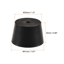 MECCANIXITY Rubber Tapered Plug 33mm to 41mm with Hole Test Tubes Bungs Stopper Black for Lab Home