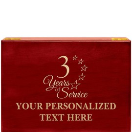 Crown Awards 3 Years of Service Rosewood Humidor Gift, Customize with Your Own Text Engraving